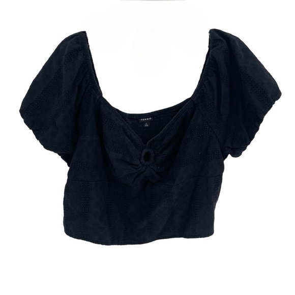 Torrid Women’s Plus Size 2 2X Black Eyelet Cotton Keyhole Off shoulder top - Picture 6 of 13
